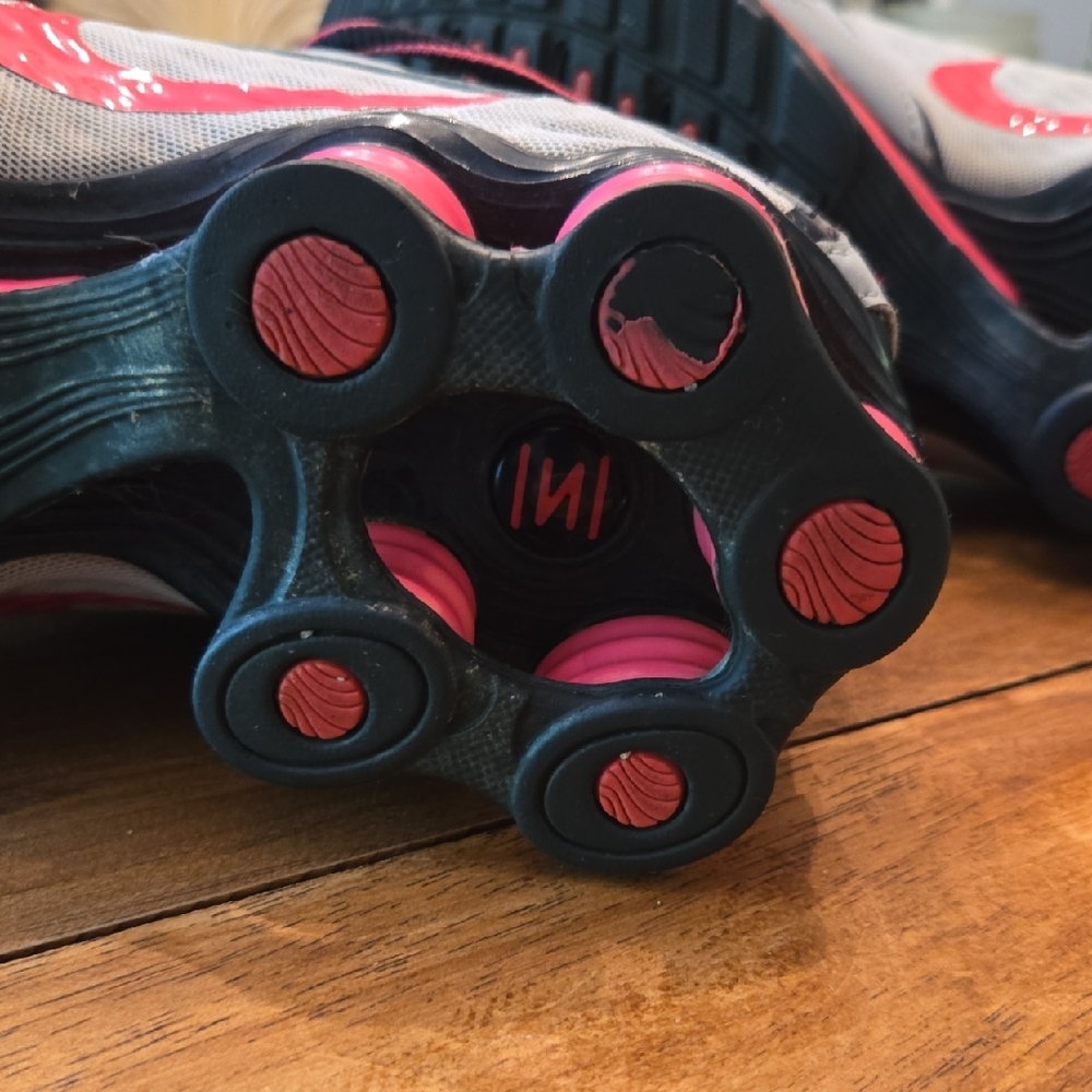 Nike Women's Gray and Pink Shox Athletic Sneakers - Picture 9 of 16